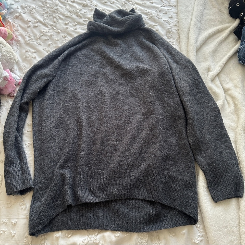 Oversized Grey Turtleneck Dress